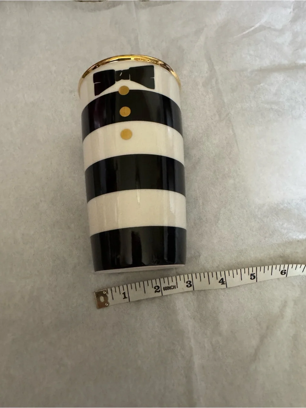 Rare Starbucks Alice + Olivia Black White Gold Bowtie Tumbler 12oz